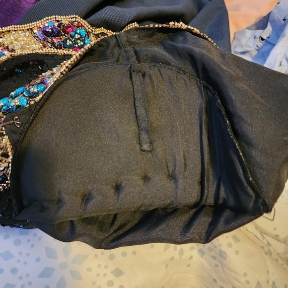 Brilliante Silk Beaded Sequin Jacket Black Hook Eye Dressy Women's Medium M EUC - Picture 6 of 8